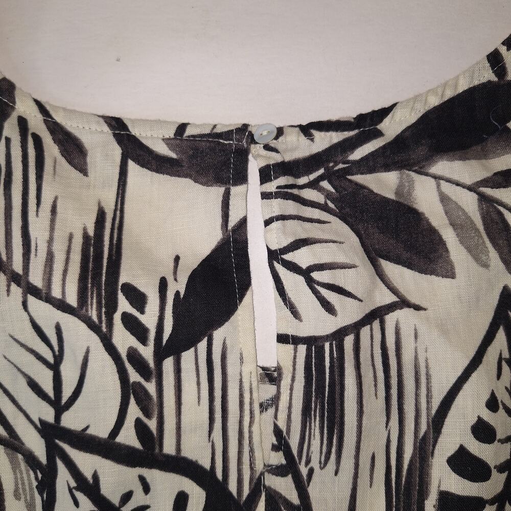 Tahari Linen Dress 3X Khaki Tropical Midi A Line Pockets Sleeveless Resort NWT - Picture 4 of 13